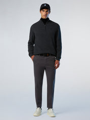 North Sails maglione misto cashmere MEZZA ZIP manica lunga finezza 12 grigio scuro 699148