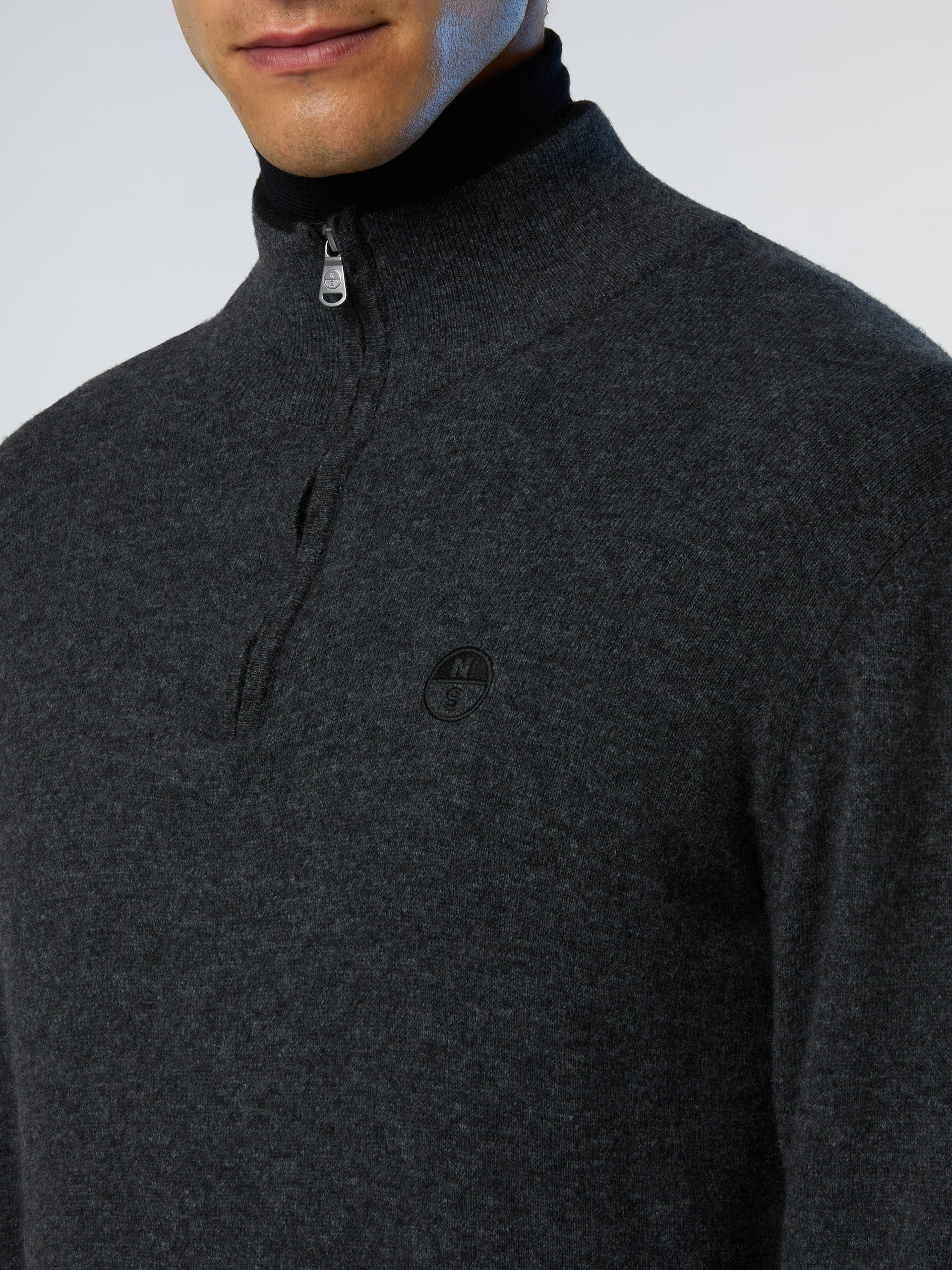 North Sails maglione misto cashmere MEZZA ZIP manica lunga finezza 12 grigio scuro 699148