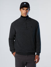 North Sails maglione misto cashmere MEZZA ZIP manica lunga finezza 12 grigio scuro 699148