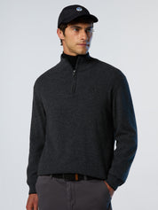 North Sails maglione misto cashmere MEZZA ZIP manica lunga finezza 12 grigio scuro 699148