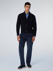 North Sails maglione misto cashmere FULL ZIP manica lunga finezza 7 navy blu 699154