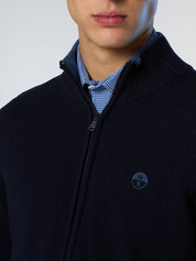 North Sails maglione misto cashmere FULL ZIP manica lunga finezza 7 navy blu 699154