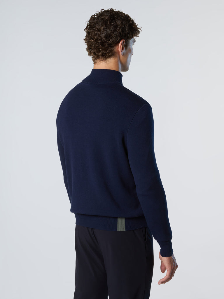 North Sails maglione misto cashmere Mezza ZIP impermeabile tecnico outdoor BLU NAVY
