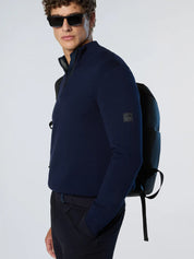 North Sails maglione misto cashmere Mezza ZIP impermeabile tecnico outdoor BLU NAVY