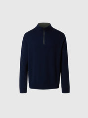 North Sails maglione misto cashmere Mezza ZIP impermeabile tecnico outdoor BLU NAVY