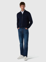 North Sails maglioncino cotone FULL ZIP manica lunga finezza 12 navy blu 699228-0802