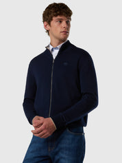 North Sails maglioncino cotone FULL ZIP manica lunga finezza 12 navy blu 699228-0802