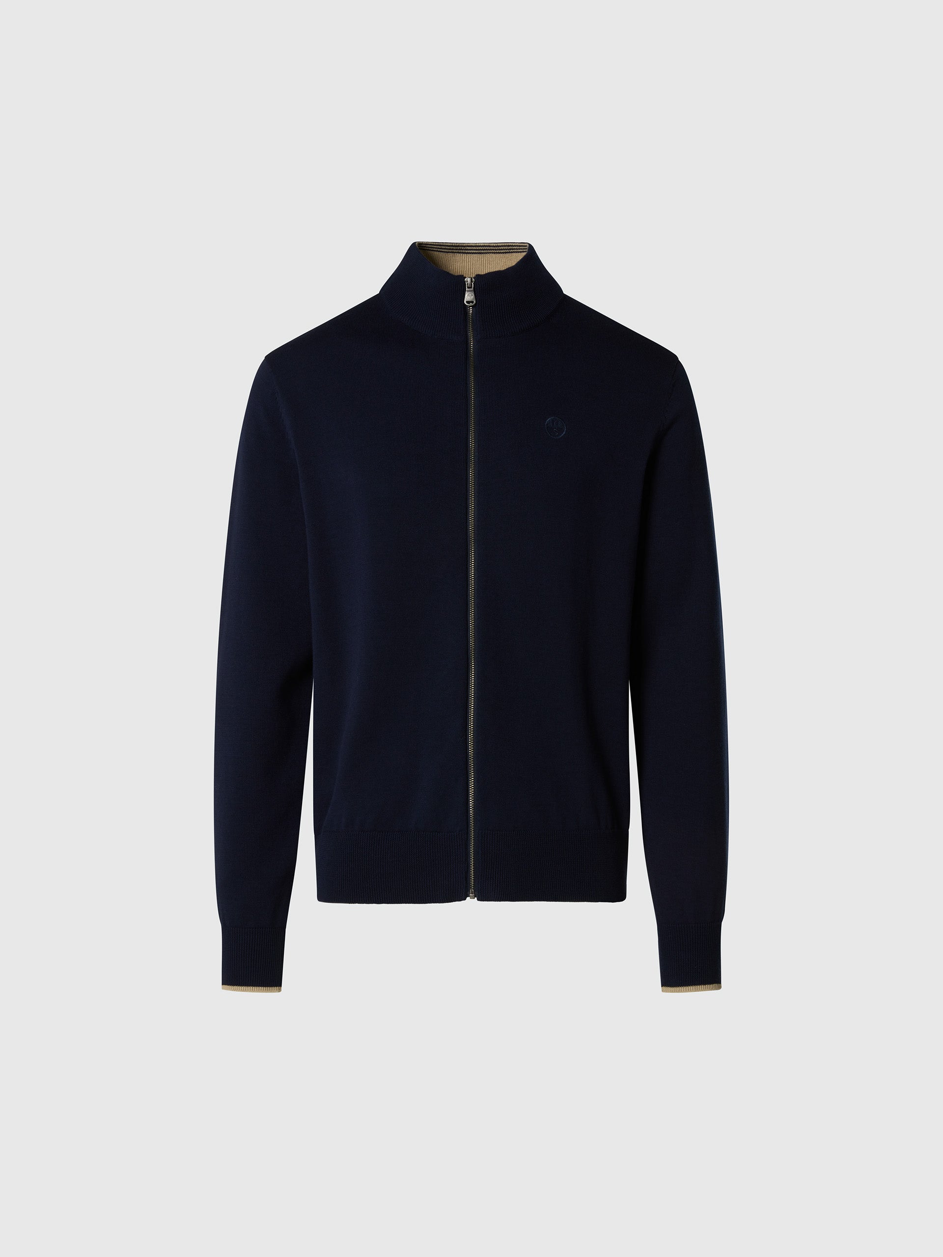North Sails maglioncino cotone FULL ZIP manica lunga finezza 12 navy blu 699228-0802