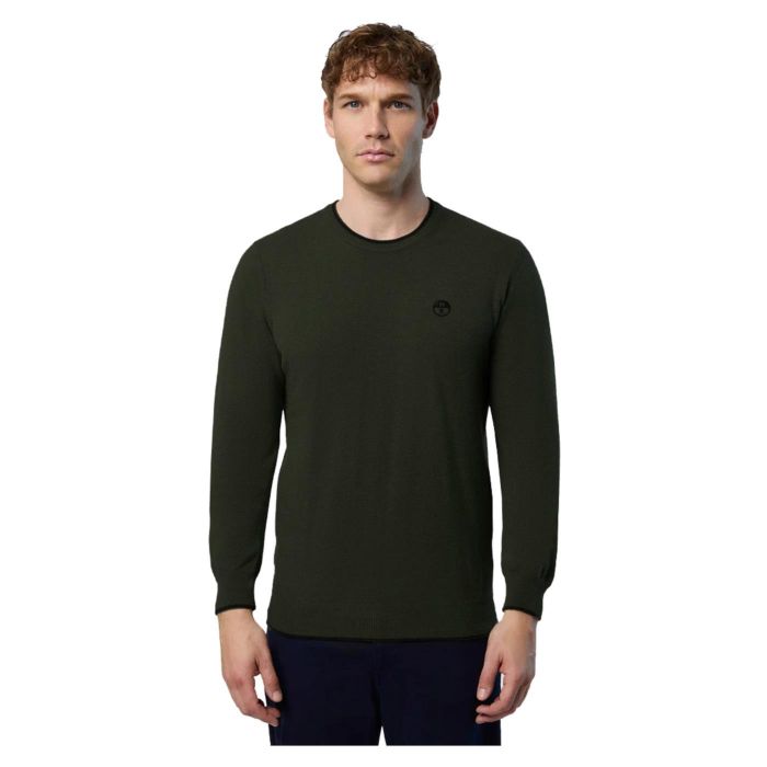 North Sails maglione misto cashmere GIROCOLLO LOGO ricamo finezza 12 699775 verde