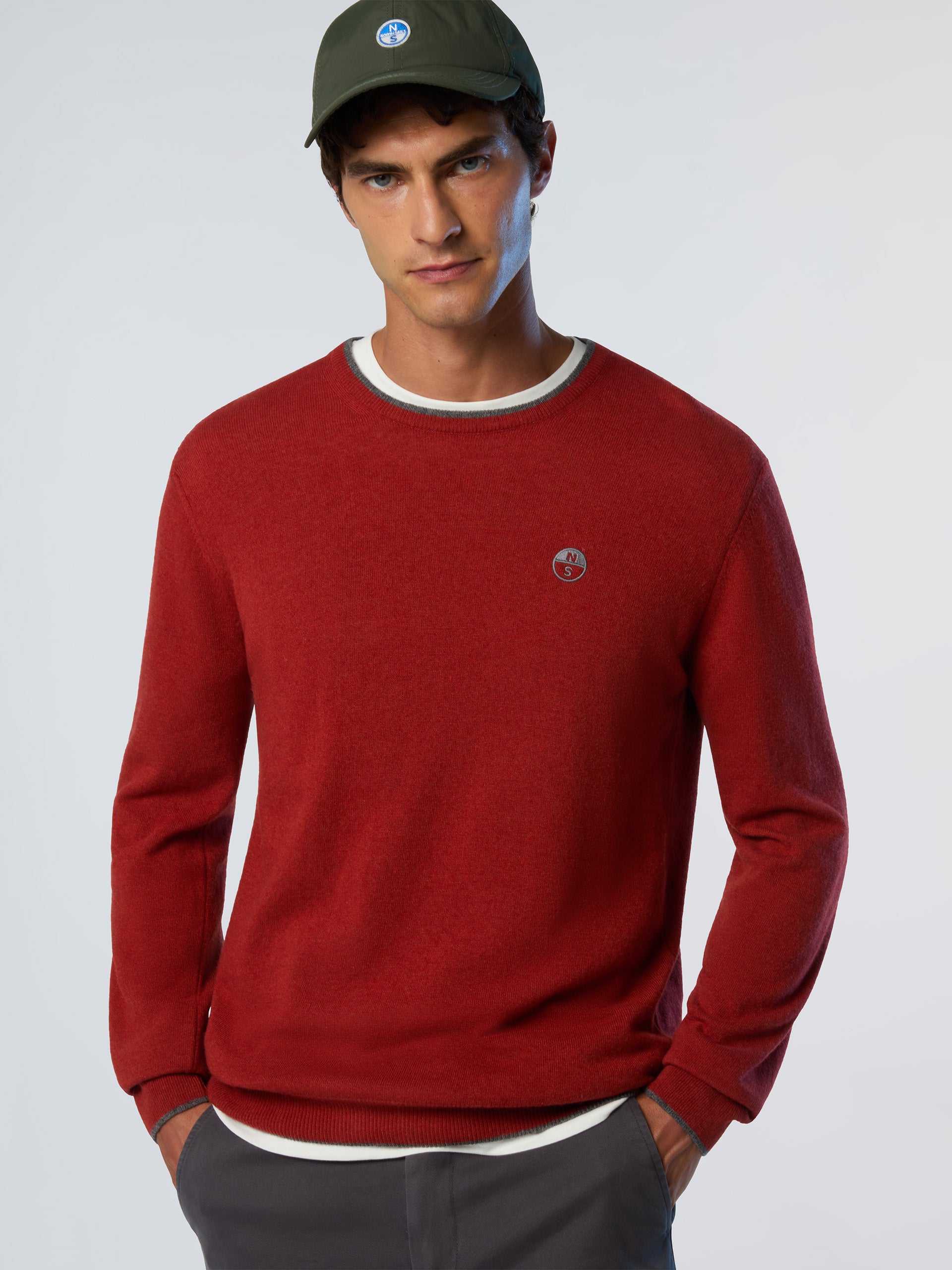 North Sails maglione misto cashmere GIROCOLLO LOGO ricamo finezza 12 699775 ruggine