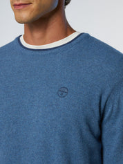 North Sails maglione misto cashmere GIROCOLLO LOGO ricamo finezza 12 699775 blu avio