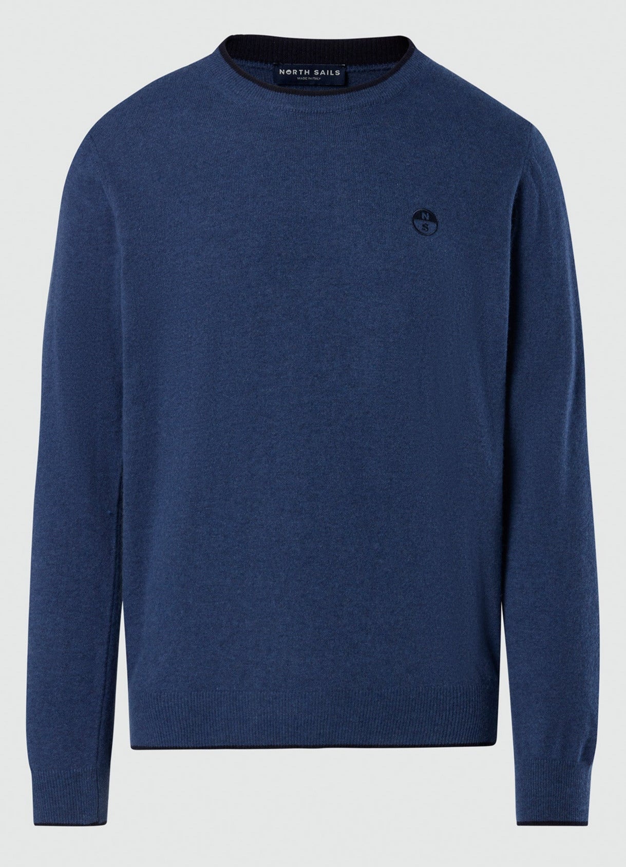 North Sails maglione misto cashmere GIROCOLLO LOGO ricamo finezza 12 699775 blu avio