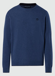 North Sails maglione misto cashmere GIROCOLLO LOGO ricamo finezza 12 699775 blu avio