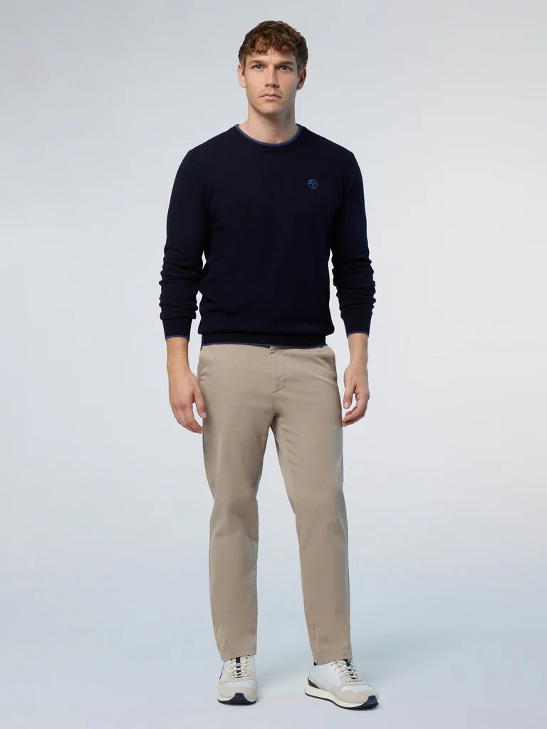 North Sails maglione misto cashmere GIROCOLLO LOGO ricamo finezza 12 699775 blu navy