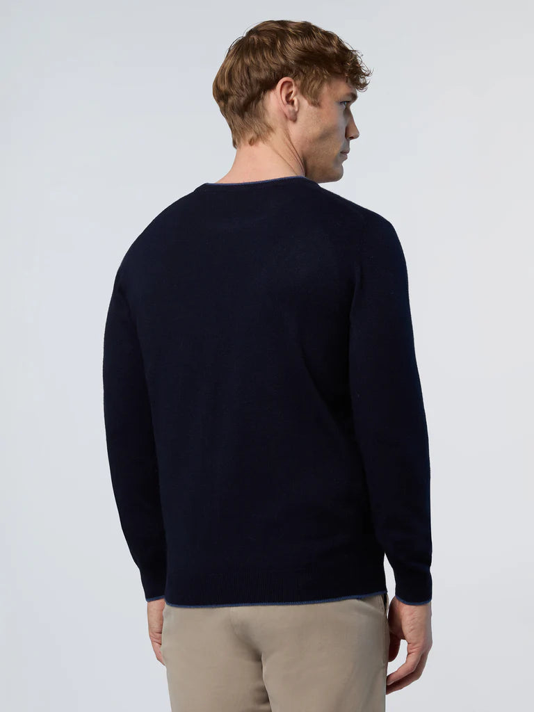 North Sails maglione misto cashmere GIROCOLLO LOGO ricamo finezza 12 699775 blu navy