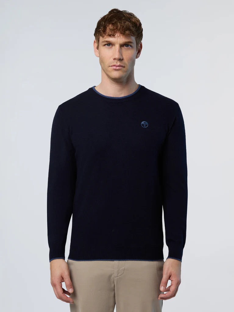 North Sails maglione misto cashmere GIROCOLLO LOGO ricamo finezza 12 699775 blu navy