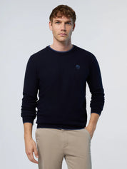 North Sails maglione misto cashmere GIROCOLLO LOGO ricamo finezza 12 699775 blu navy
