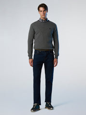 North Sails maglione misto cashmere GIROCOLLO LOGO ricamo finezza 12 699775 grigio