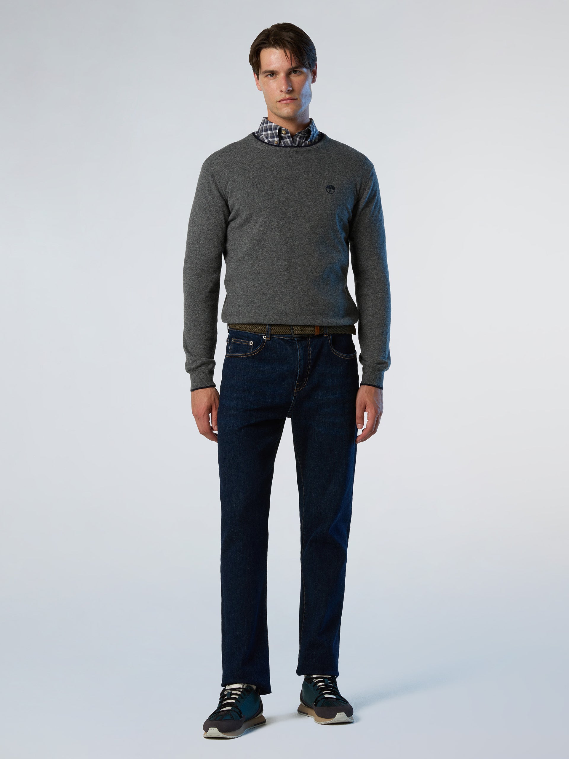 North Sails maglione misto cashmere GIROCOLLO LOGO ricamo finezza 12 699775 grigio