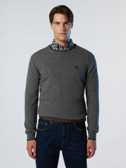 North Sails maglione misto cashmere GIROCOLLO LOGO ricamo finezza 12 699775 grigio