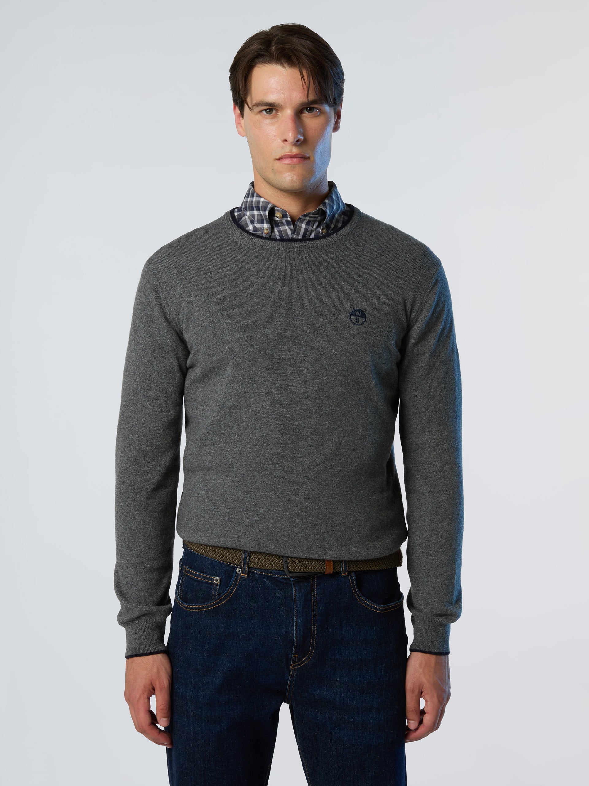 North Sails maglione misto cashmere GIROCOLLO LOGO ricamo finezza 12 699775 grigio