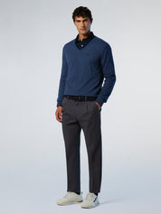 North Sails maglione misto cashmere SCOLLO V LOGO ricamo finezza 12 699776 blu avio