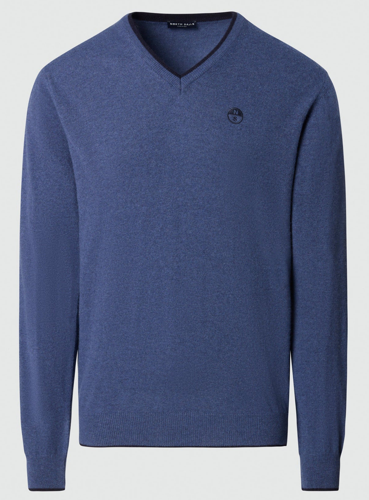 North Sails maglione misto cashmere SCOLLO V LOGO ricamo finezza 12 699776 blu avio