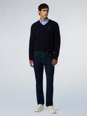 North Sails maglione misto cashmere SCOLLO V LOGO ricamo finezza 12 699776 navy blu