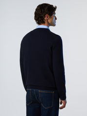 North Sails maglione misto cashmere SCOLLO V LOGO ricamo finezza 12 699776 navy blu