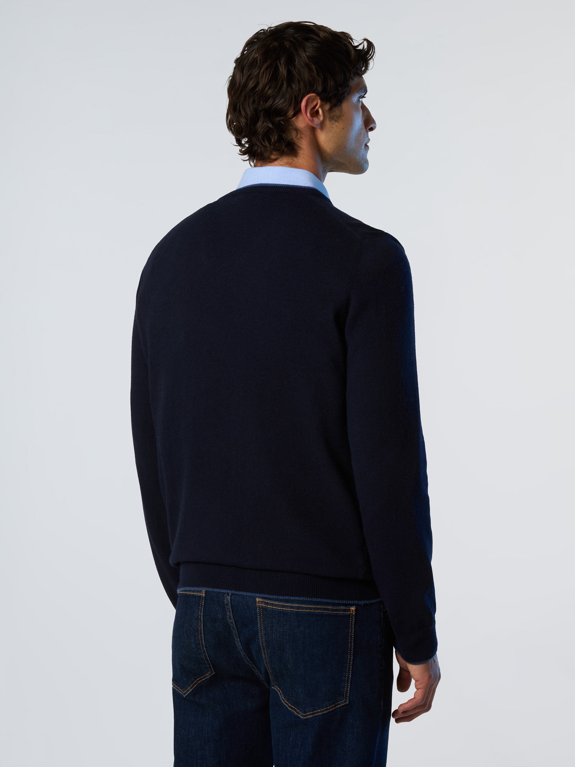 North Sails maglione misto cashmere SCOLLO V LOGO ricamo finezza 12 699776 navy blu