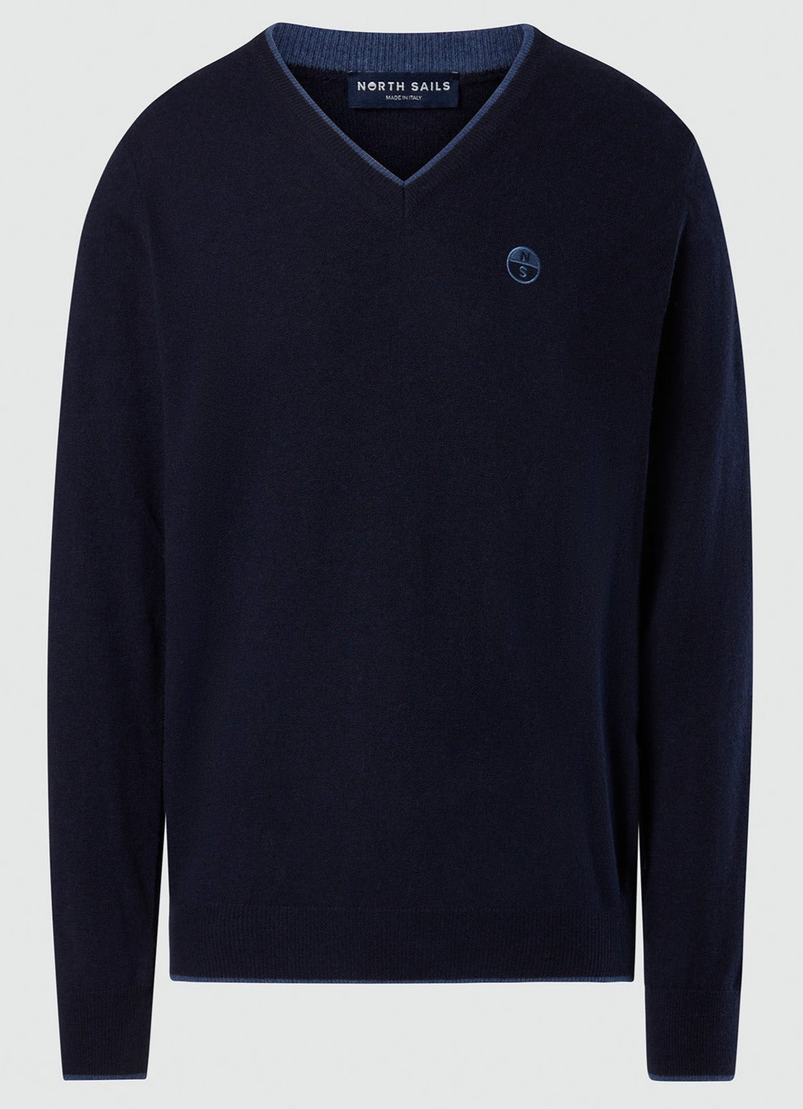 North Sails maglione misto cashmere SCOLLO V LOGO ricamo finezza 12 699776 navy blu