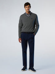 North Sails maglione misto cashmere SCOLLO V LOGO ricamo finezza 12 699776 grigio melange