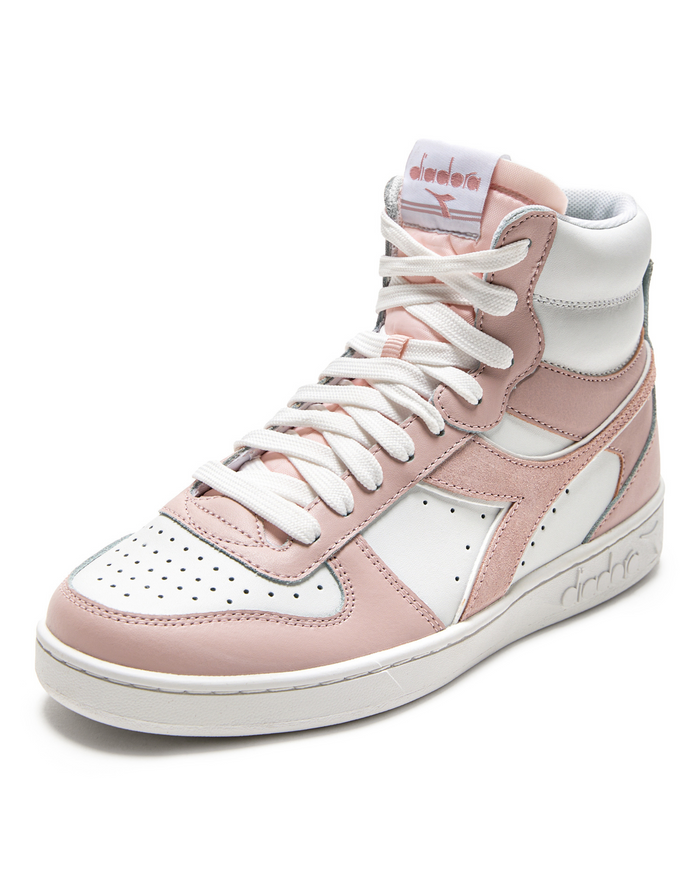 Diadora Magic Basket Mid Label High Sneakers Pink Leather Looev