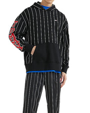 Tommy Jeans TJM Pinstripe Relaxed Fit Cotton Hoodie Black