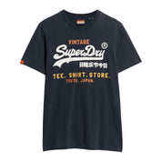 Superdry t-shirt men uomo logo ricamato relaxed tee navy