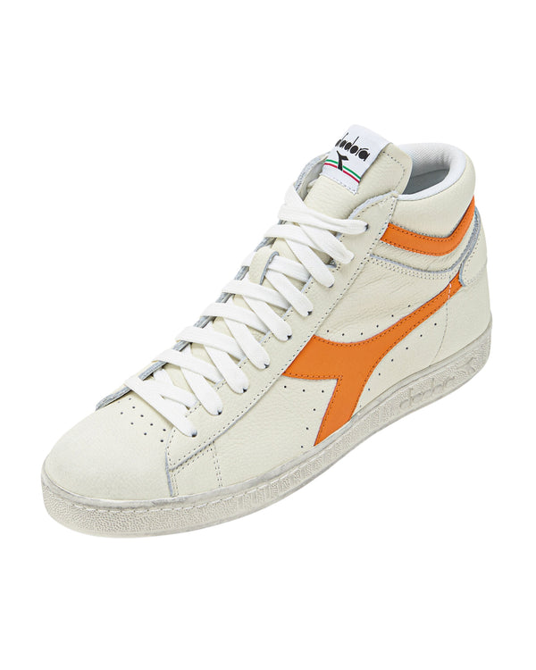 Diadora Sneakers Game L High Fluo Waxed Pelle Bianco-2