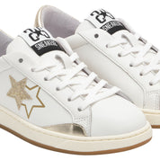2Star Scarpe Sneakers Made in Italy artigianali Now Star Pelle Oro Bianco 4814