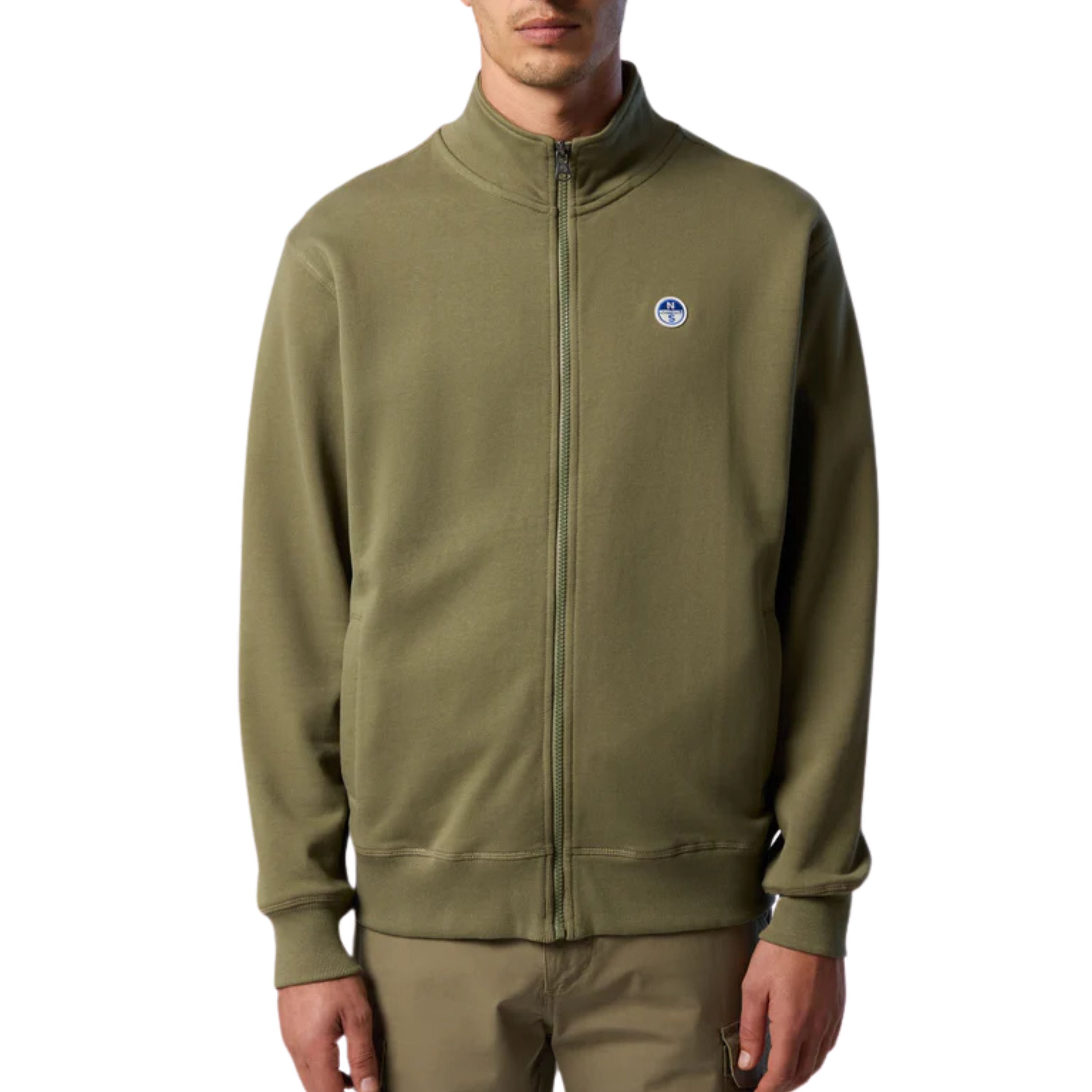 North Sails Felpa manica lunga BASIC FULL ZIP SWEATSHIRT verde militare 691221