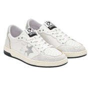 2Star Scarpe Sneakers Made in Italy artigianali Week Star Pelle Bianco Argento