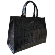 Gaelle Borsa MAXI SHOPPER LETTERING VERNICE logo all over nero