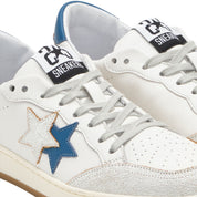 2Star Scarpe Sneakers Made in Italy artigianali Week Star Pelle Bianco Celeste Uomo