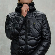 Blauer Giubbino Corto Wave Trama Onda Orizzontale Nero Uomo