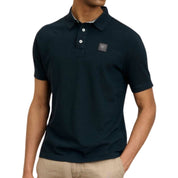 Blauer Polo maglietta Logo Scudo Sul Petto Uomo blu navy Alban