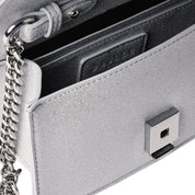 Gaelle Borsetta donna borsa tracolla duffle bauletto argento glitter