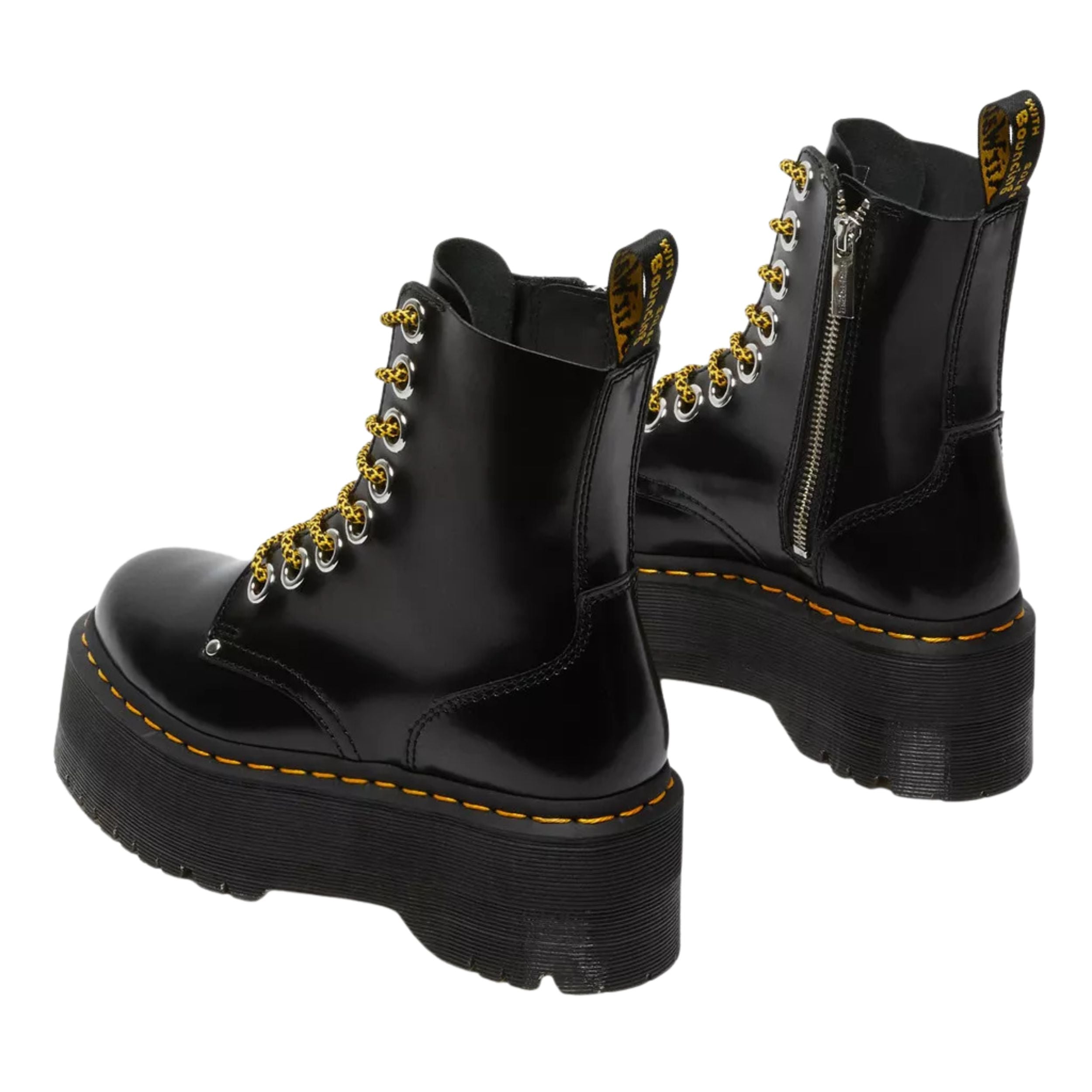 Dr. Martens Stivale con Platform Jadon Max Black Buttero in Pelle Nero Donna