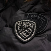 Blauer Piumino Lungo Imbottito Kristin Nero Interno Beige Donna con Cappuccio Fisso