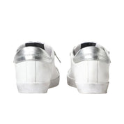 2Star Scarpe Sneakers Made in Italy artigianali One Star Pelle Bianco con Glitter Argento 2SD5103