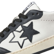 2Star Scarpe Sneakers Made in Italy artigianali Week Star Pelle Bianco Nero Uomo 5054