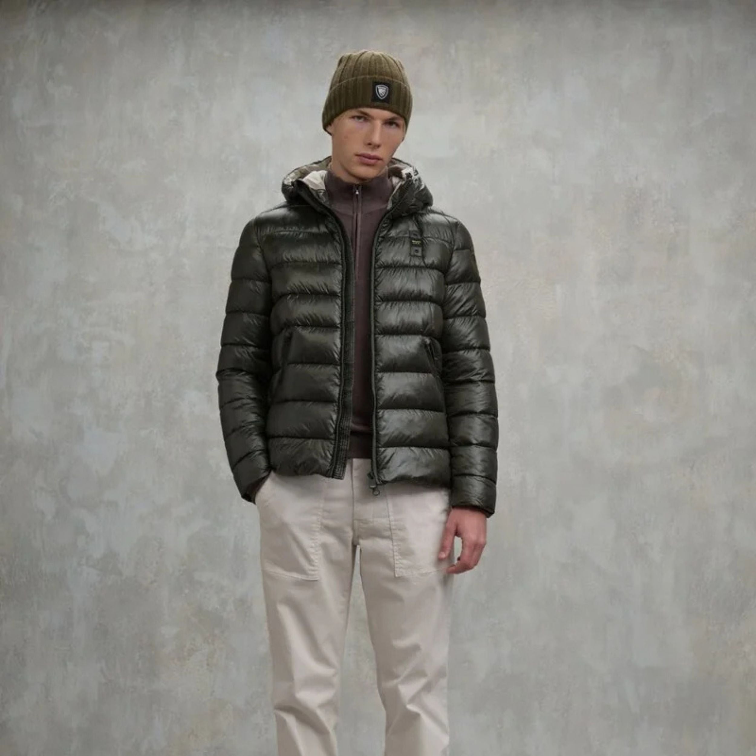 Blauer Giubbino Corto Imbottito Adams Verde Tiglio Interno Beige Uomo