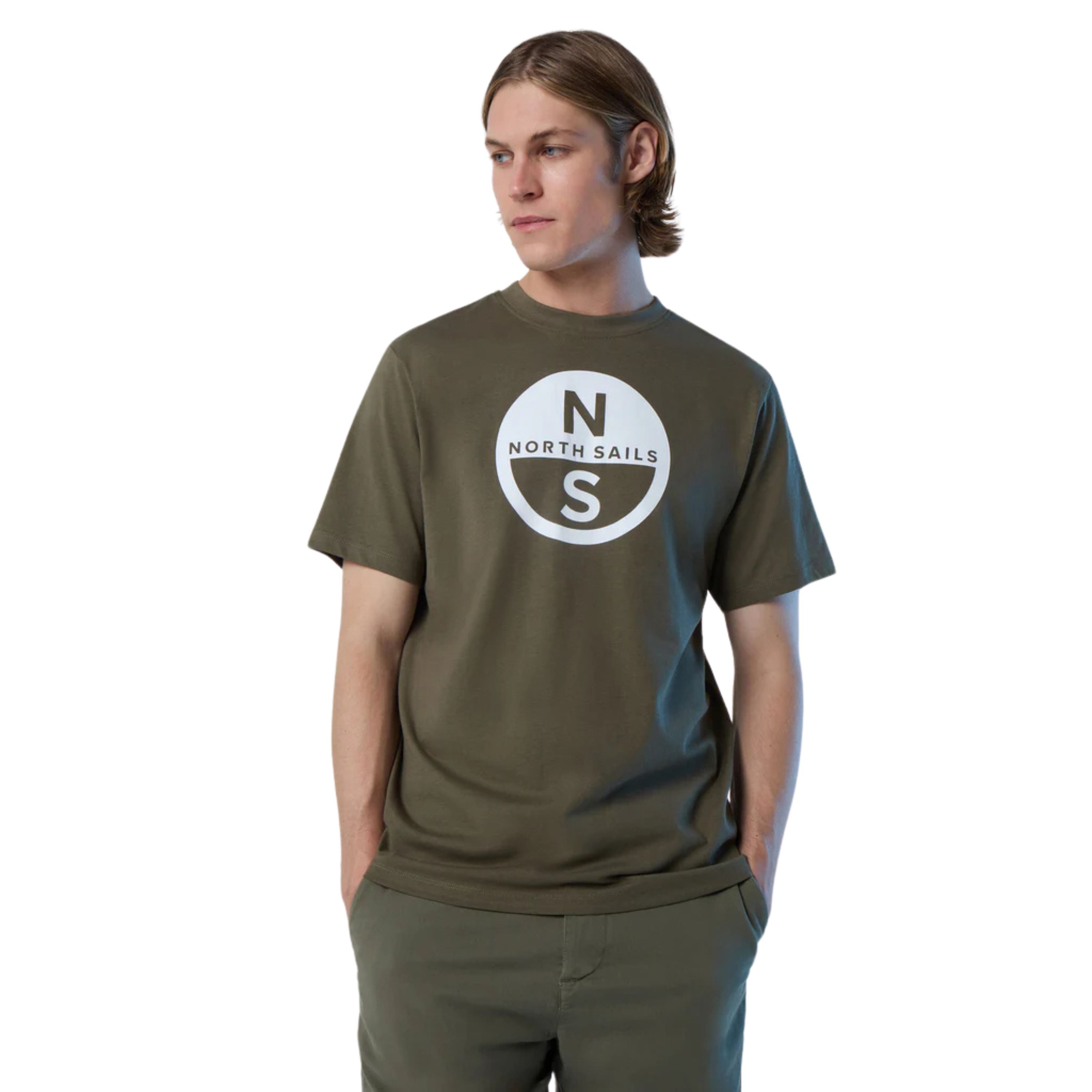 North Sails T-shirt maglia maglietta 692972 BASIC Big Logo 0441 olive